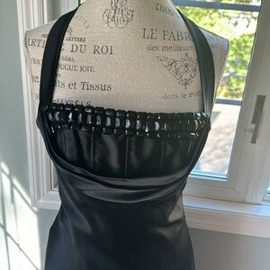 Jessica McClintock beaded satin formal halter maxi gown size 6